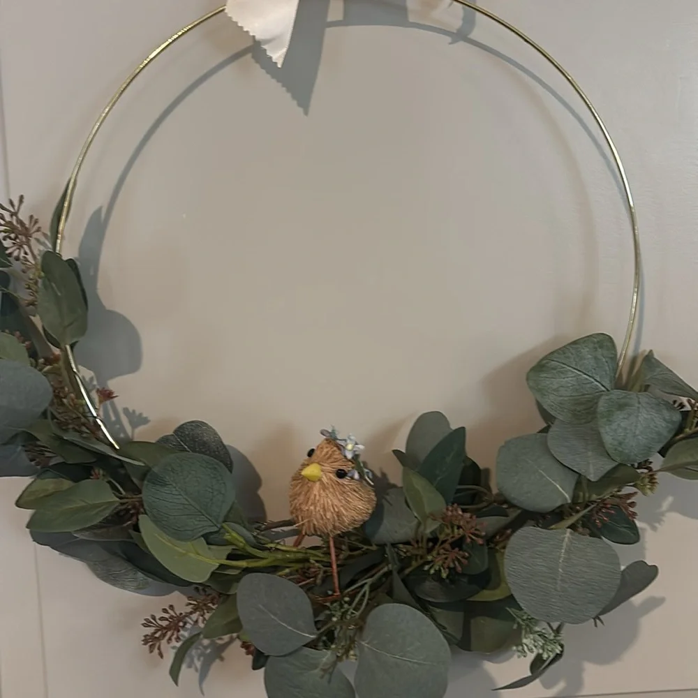 Bird Accented Bird Wreath Removable Bird Faux Silver Dollar Eucalyptus Final